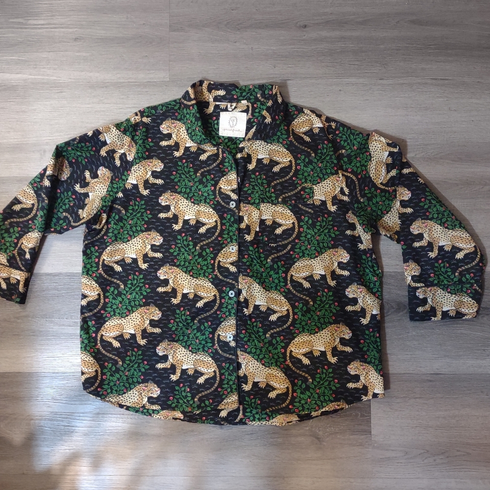 Print Fresh Organic Cotton PJ Top in Bagheera - Picture 2 of 10